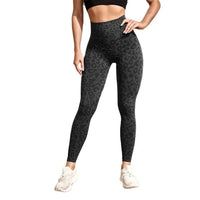 Legging pour le sport taille haute motif léopard gris - Divafitwear.com