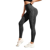 Legging pour le sport taille haute motif léopard gris - Divafitwear.com