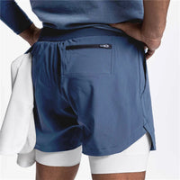 Short de sport bleu pour homme avec doublure