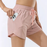 Short de sport rose et taille haute pour femme